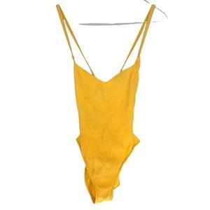 90s vintage yellow sunflower one piece bathing suit